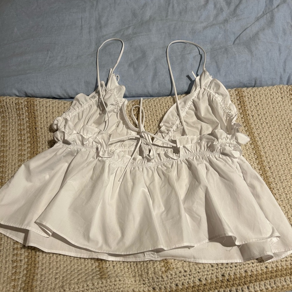 Zara White Ruffled Camisole - Picture 3 of 4